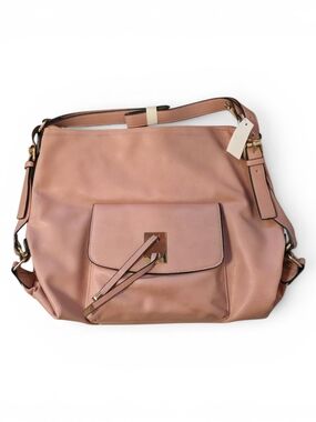 Structured Leather Shoulder Bag in Blush Pink